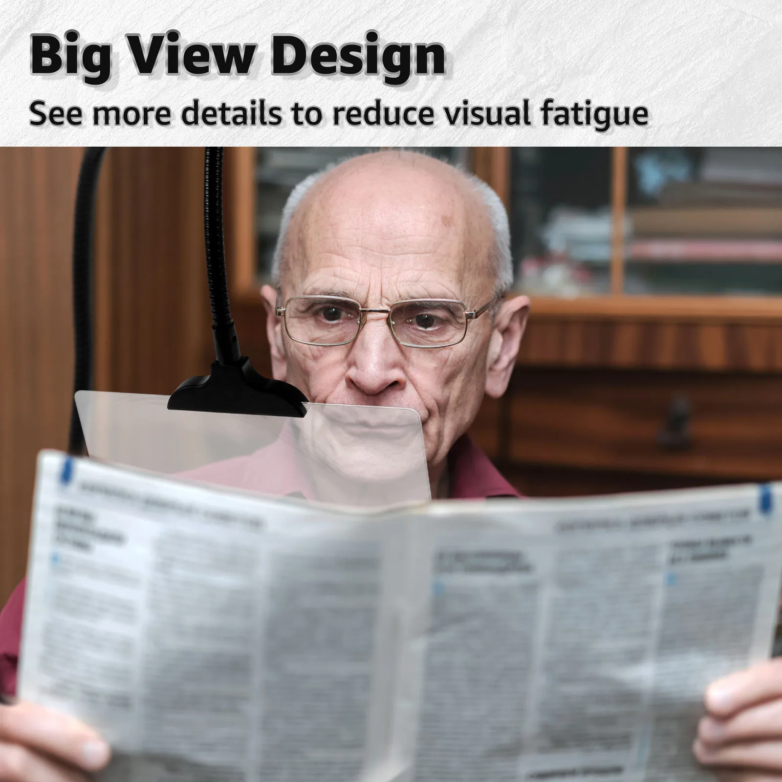 5X Magnifying Glass with Adjustable Clip Hands Free Magnifying Glass with Flexible Neck Large Page Magnifier Reading Magnifier