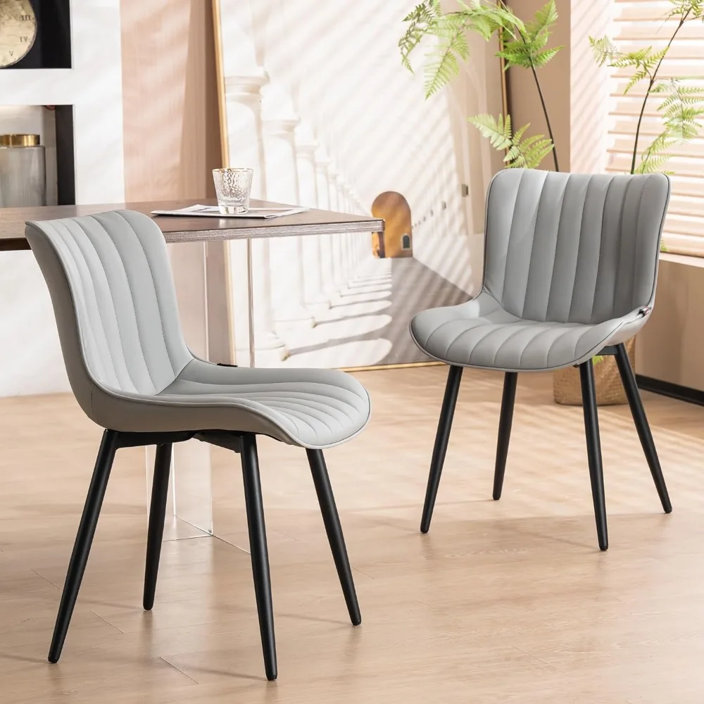 

Grey Dining Chairs Set of 2 Upholstered Mid Century Modern Kitchen Chairs Armless Faiting Room Bedrooms