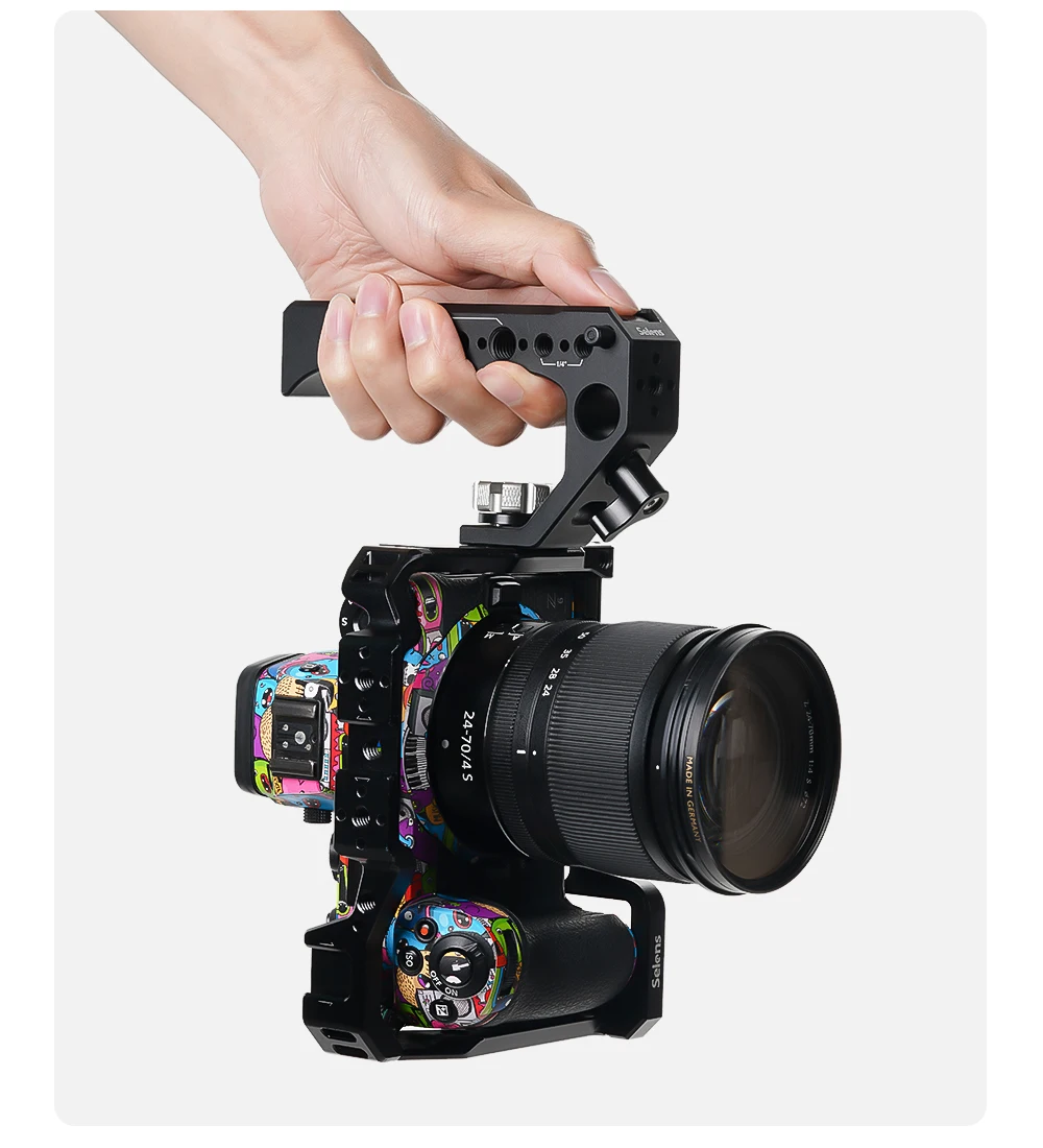 Universal DSLR Handheld Cold Shoe Holder Camera Cage Top Handle with 3/8"&1/4" S