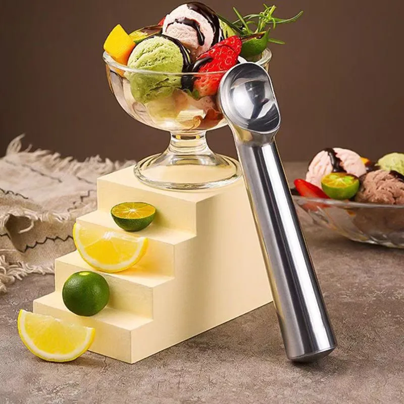 1pc Ice Cream Scoops 304 Stainless Steel Nonstick Anti-Freeze Ice Cream Stacks Fruit Ball Maker For Home Tools