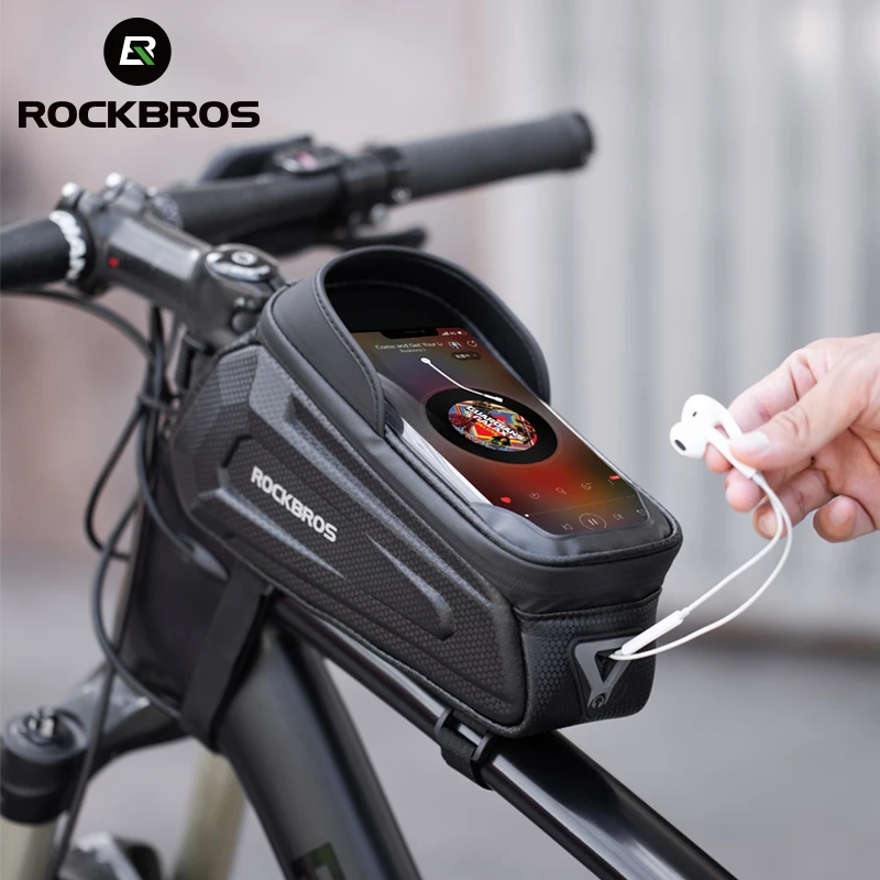 ROCKBROS Bicycle Frame Bag Pannier Tube Bag Touchscreen Front Phone Holder Bag 