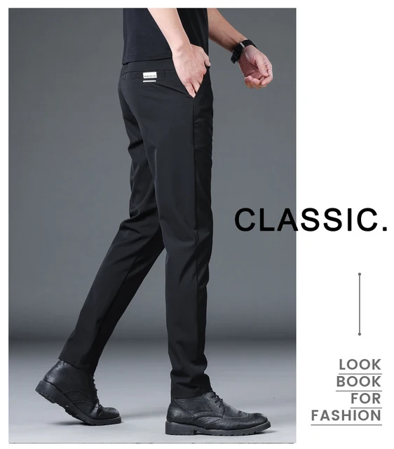 2023 primavera verano pantalones para hombre elástico coreano Casual Slim  Fit cintura elástica negocios clásico pantalones hombre negro gris 28-38  Tan Jianjun unisex