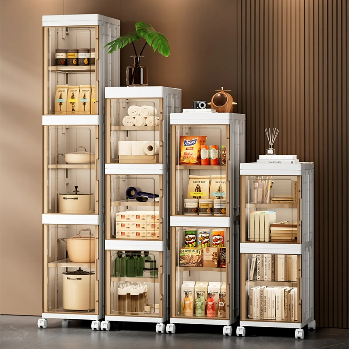 2laye Foldable multifunctional storage cabinet with wheels,freely ...
