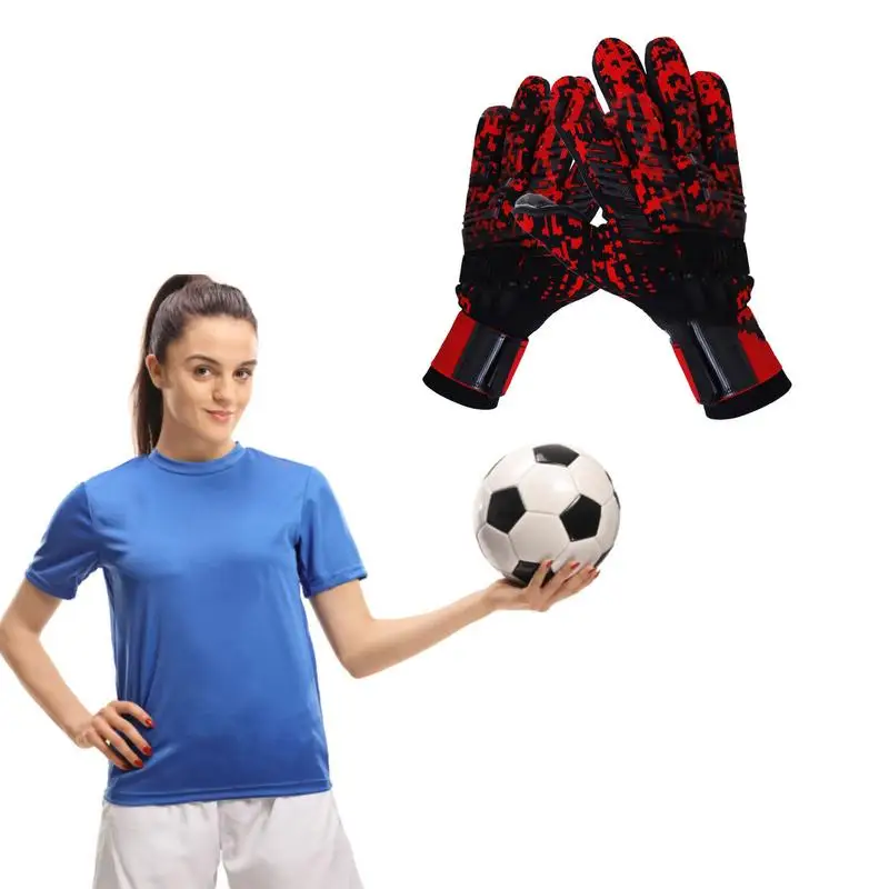 

Soccer Goalie Gloves Anti-Slip Latex Goalkeeper Gloves Adult Latex Palm & Back Hand Soft Football Gloves For Training And Match