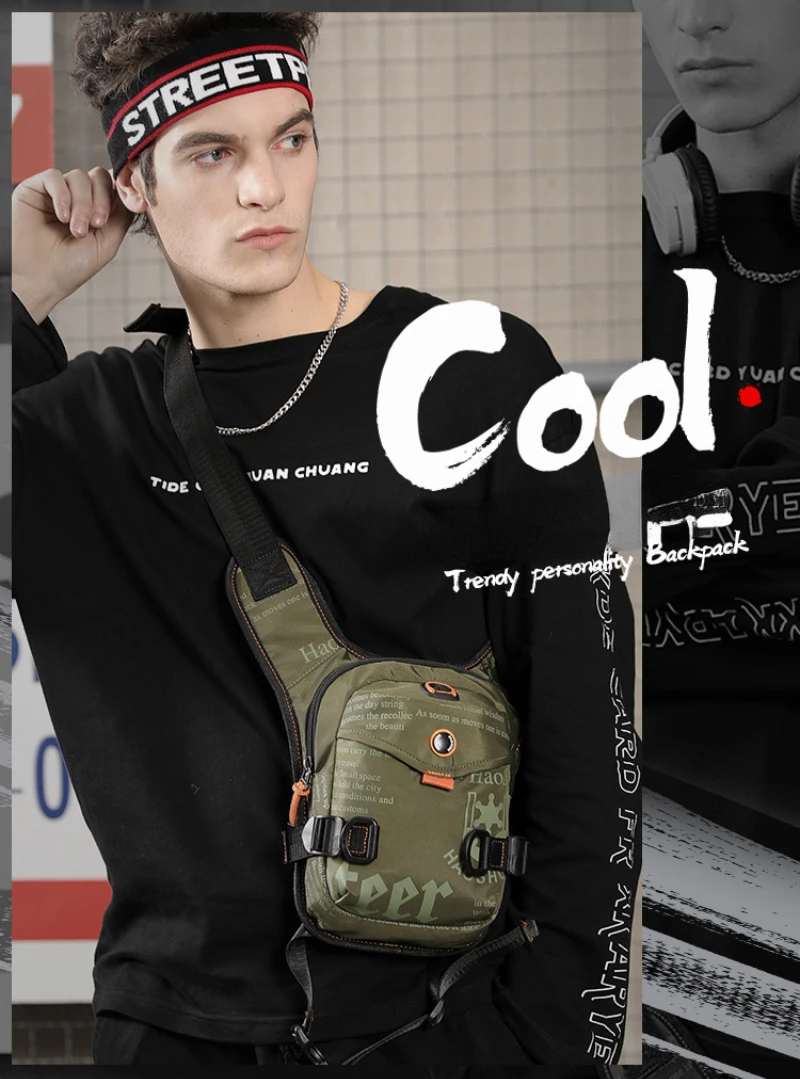 

Customized Designer Travel Backpack Nylon Sports Crossbody Mobile Phone Shoulder Mens Chest Bag Sling Bag For Men