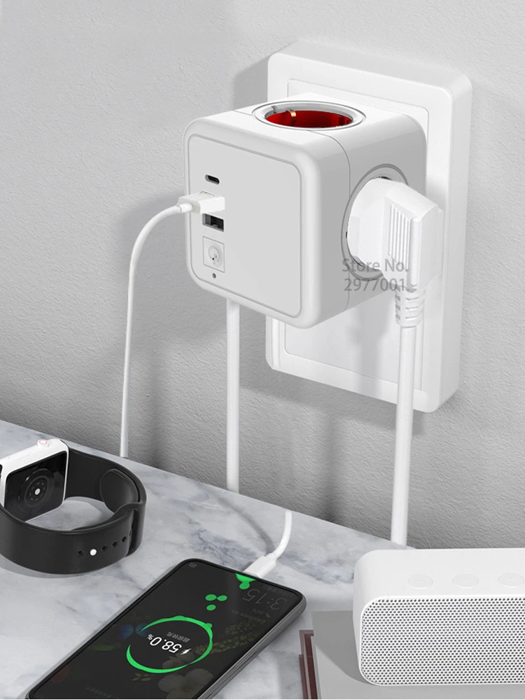 Sopend EU ÷  Ʈ, AC ܼƮ 4 , USB Ʈ 2 , CŸ 1 , 5V, 3.1A Ŀť , ÷  ѱ/ ġ 7-in-1