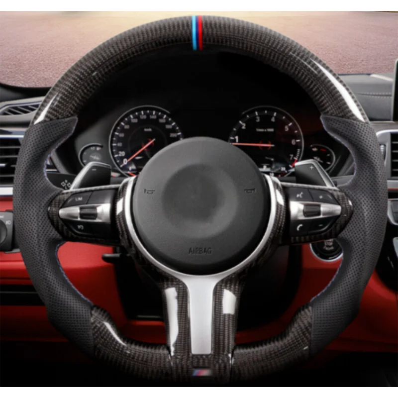 

100% Real Carbon Fiber Flat Perforated Steering Wheel For BMW F80 F82 F30 X5 X M1 M2 M3 M4