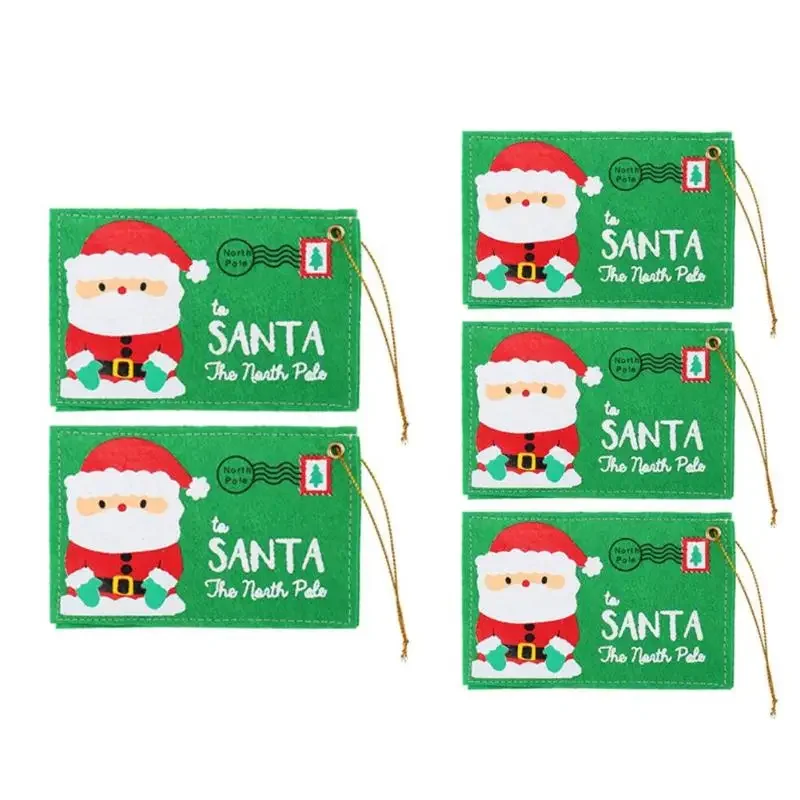 10pcs Green Christmas Envelope Candy Bag Invitation Envelope Santa Claus Tree Ornament Gift Bag Christmas Santa Sack Party Decor