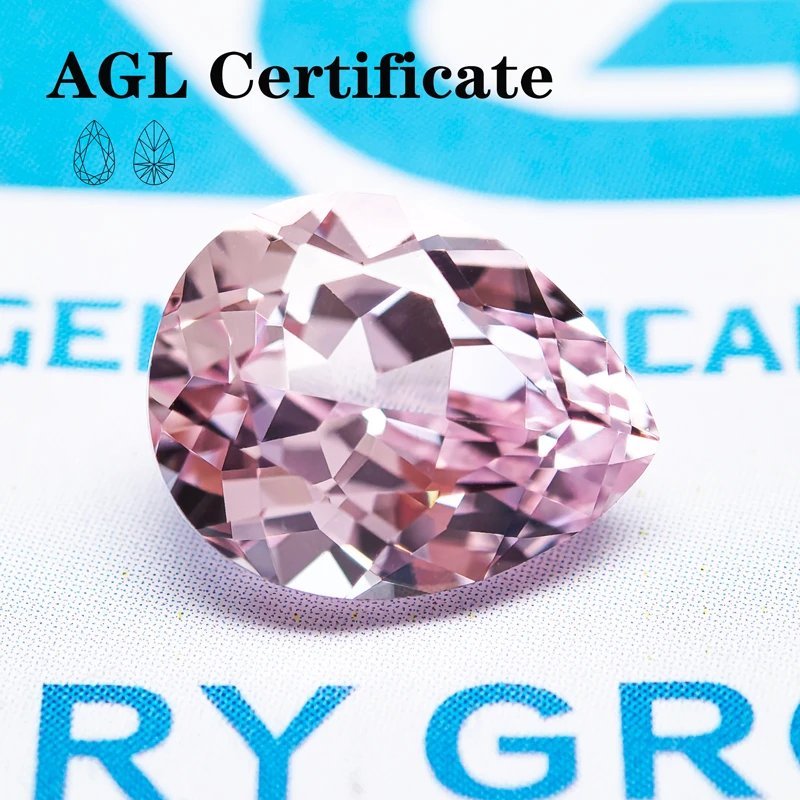 

Lab Grown Sapphire Sakura Pink Color Pear Shape Charm Gemstone DIY Ring Necklace Earrings Main Materials with AGL Certificate