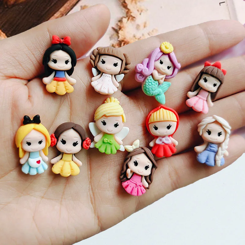 

10Pcs New Cute Resin Mini Cartoon Princess Flat Back Scrapbook Kawaii DIY Home Furnishing Embellishments Hairpin Accessories A07