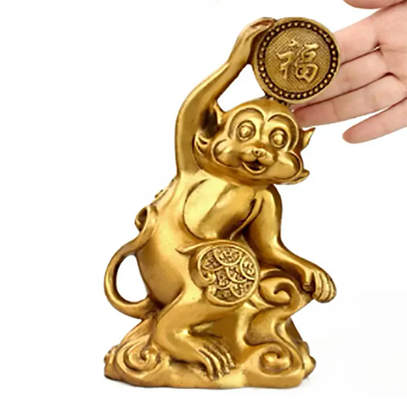 

Copper Statue Copper recruitment, money, monkey decoration, twelve Chinese zodiac, monkey copper handicraft, Fengshui decoration