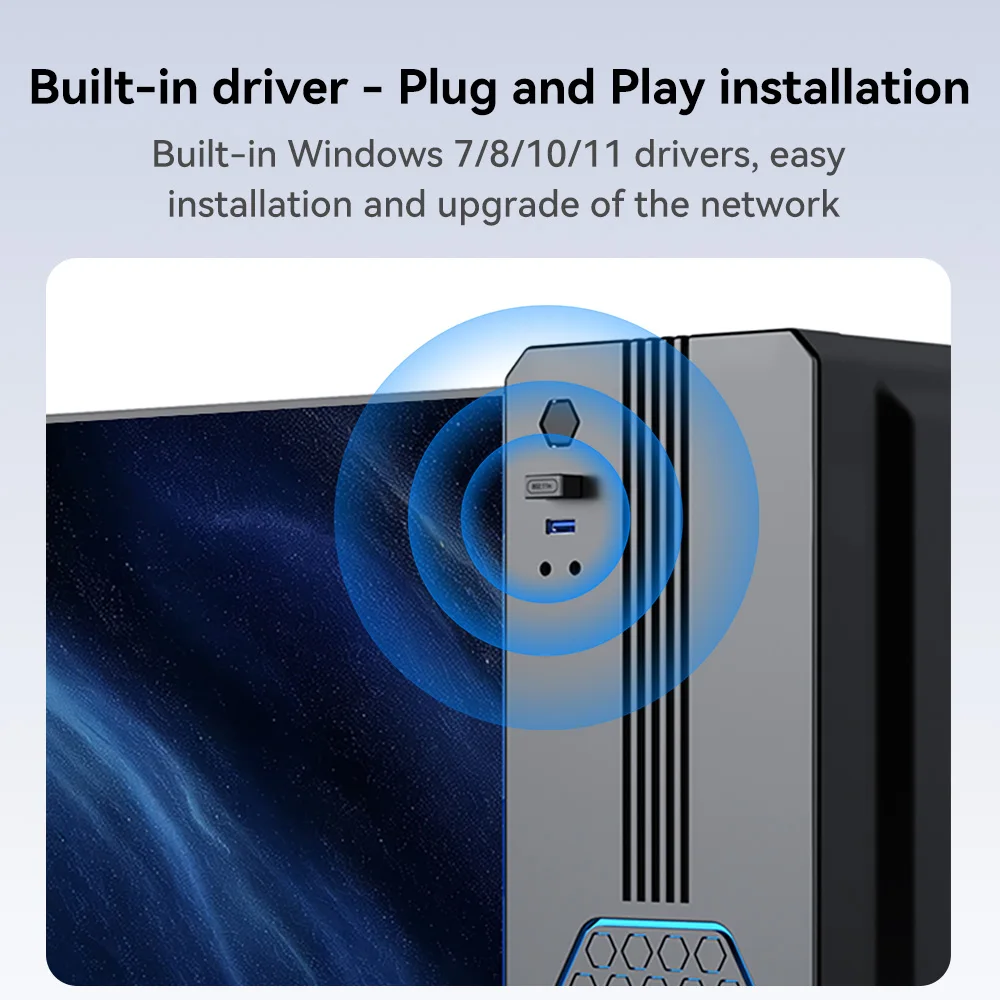 VegGieg 150Mbps 미니 USB WiFi 어댑터 드라이버리스 2.4GHz 무선 네트워크 카드(PC 노트북용) - 네트워크 어댑터
