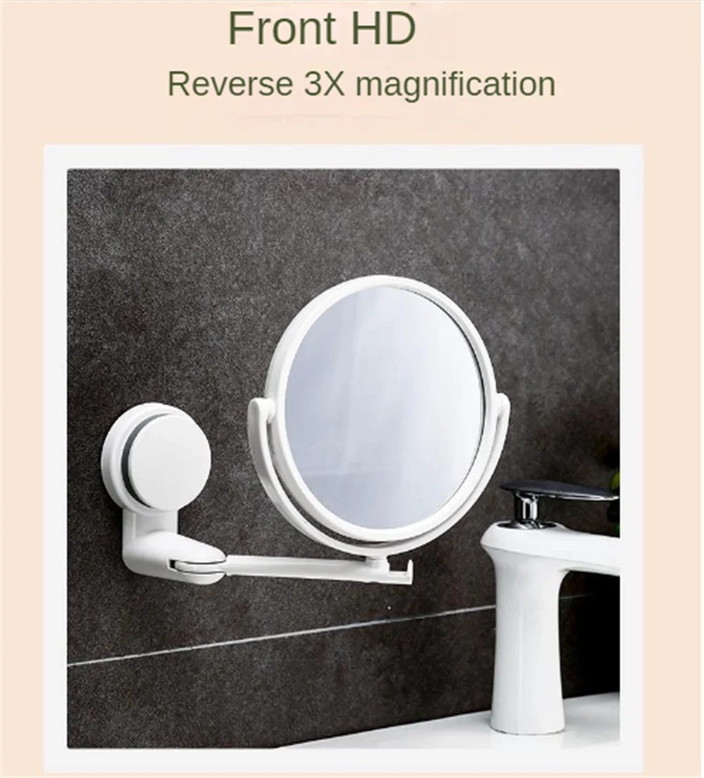 Wall Mounted Folding Arm Extend Bathroom Mirror 3X Magnification Double Side Makeup Mirrors 360 Degree Rotation 6