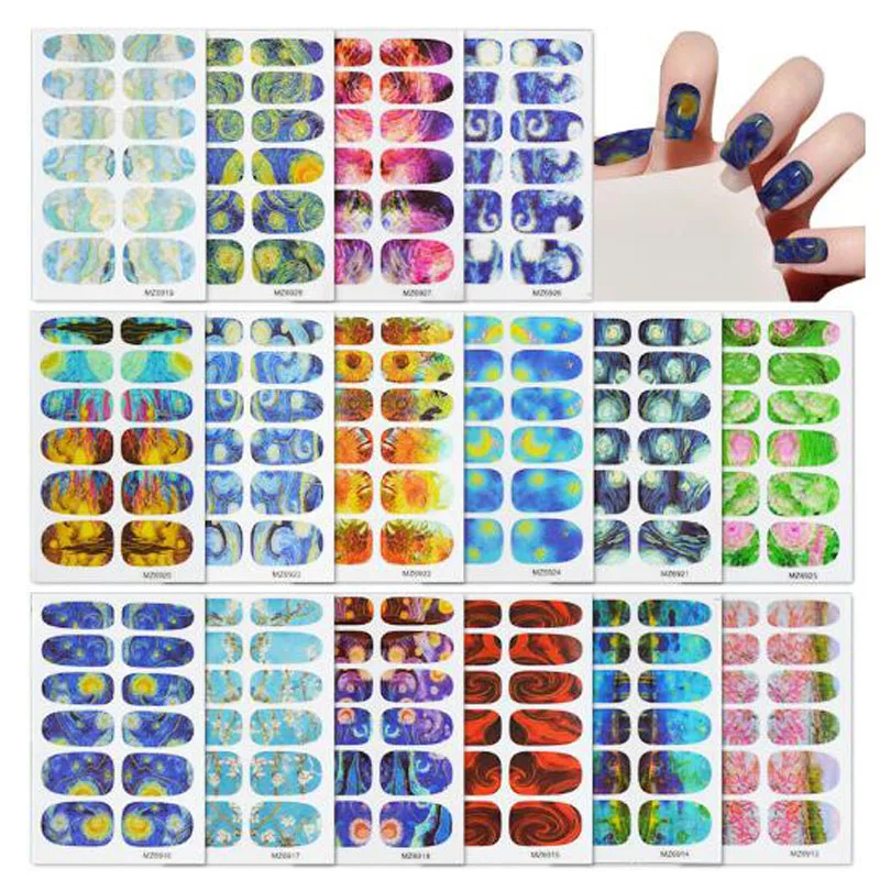 14 Tips Fake Nail Stickers Leopard Selfadhesive Slider Nail Art