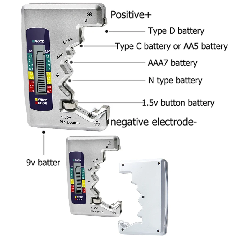 Digital Battery Tester LCD Display C D N AA AAA 9V 1.5V Button Cell Battery Capacity Check Detector Capacitance Diagnostic Tool battery tester