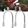 1 Pair English Spurs with Straps for Women Zinc Alloy Chrome Plated Equestrian Spurs Round Spurs with Rhinestone 3