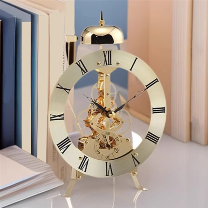 【A87T】Small Table Clock Metal Vintage Table Clocks Bedroom Office ...
