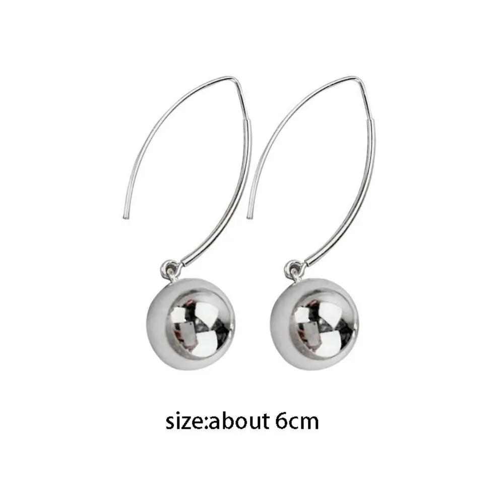 Silver Copper Ball Drop Earrings for Women Fashion Jewelry