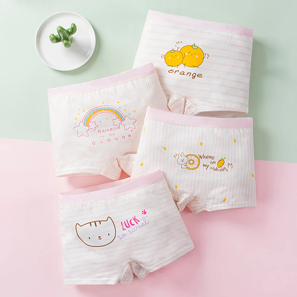 

Girls Panties Kids Cotton Underwear Children's Briefs Cute Cartoon Short 4pcs/Lot