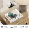 Nightstands with Charging Station Set of 2, Night Stand with 2 Drawers,Wooden Rustic Bedside Table End Tables with Solid Wood 5