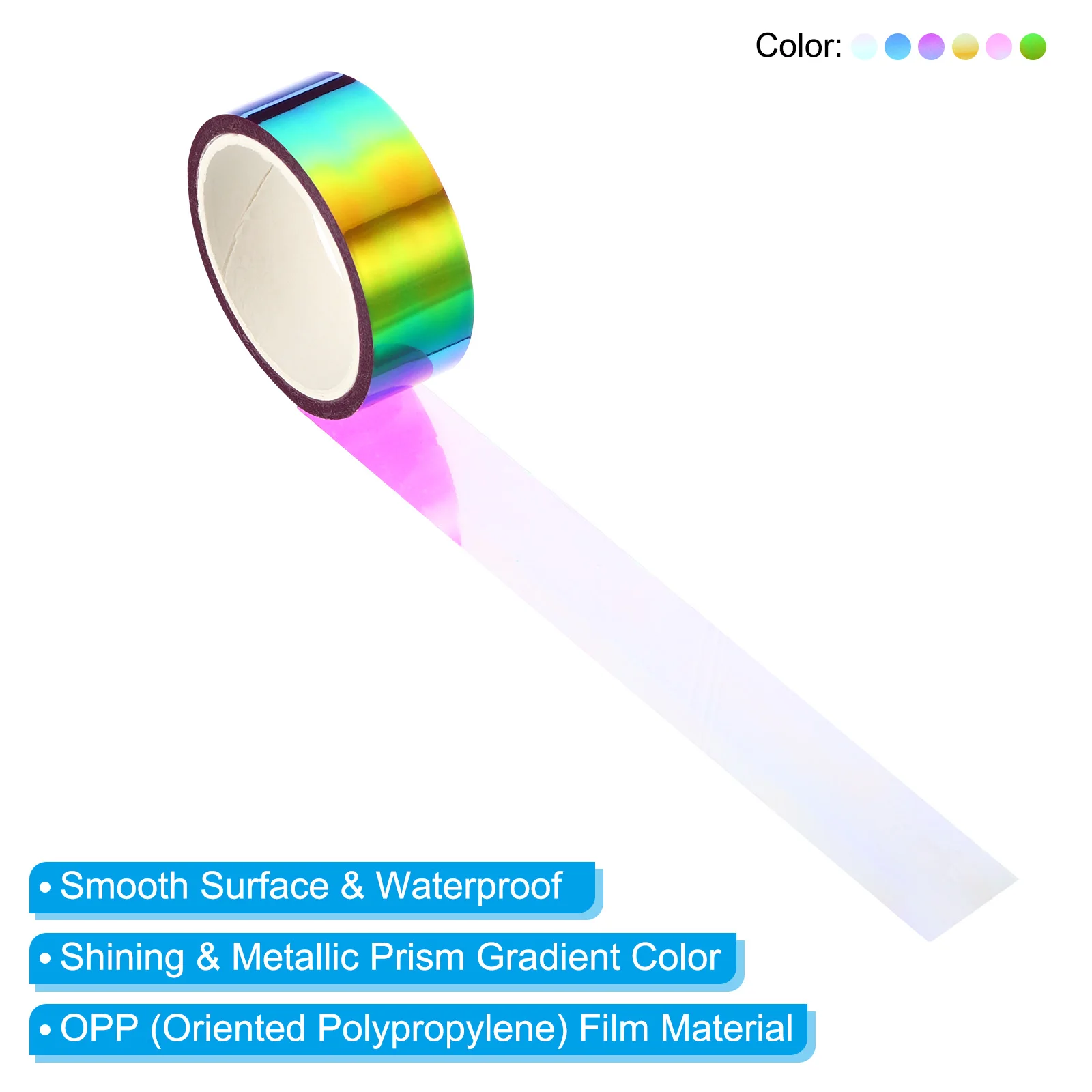 6Roll 15mmx5m Metalized Tape Self Adhesive Holographic Foil Mirror Metallic Masking Sticker Decoration Scrapbooking Masking Tape 4