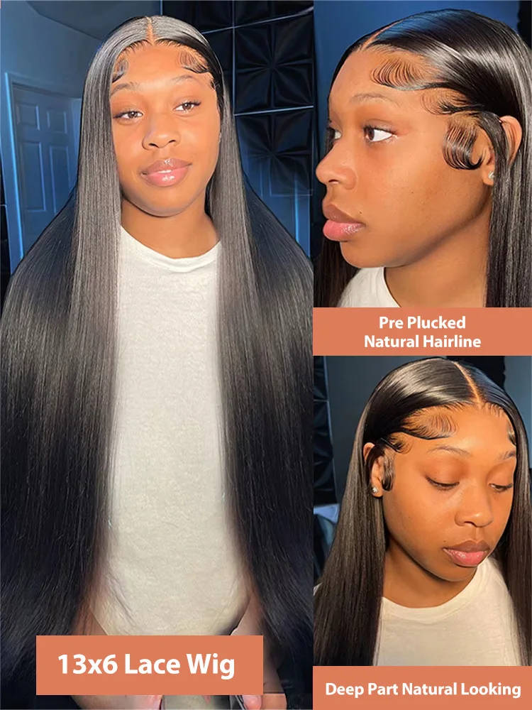 250 280 Density 30 40 Inch Bone Straight 13x4 13x6 HD Transparent Lace Frontal 5x5 Lace Clourse Glueless Wear And Go Human Hair Wig