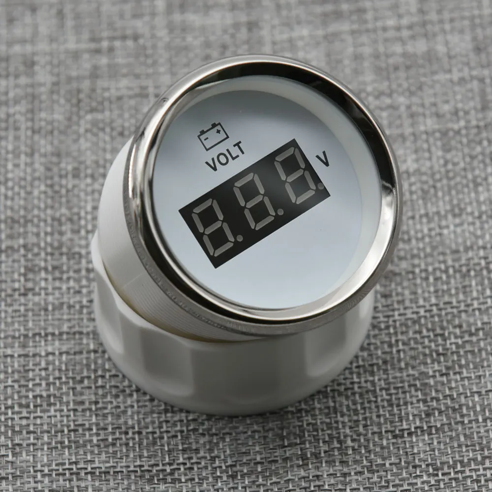 52MM Voltmeter Digita Voltmeter Messgerät 8-32 Volt Auto Spannungsmessgeräte mit roter Hintergrundbeleuchtung Universal für Boot Marine 12V 24V – Detail 3
