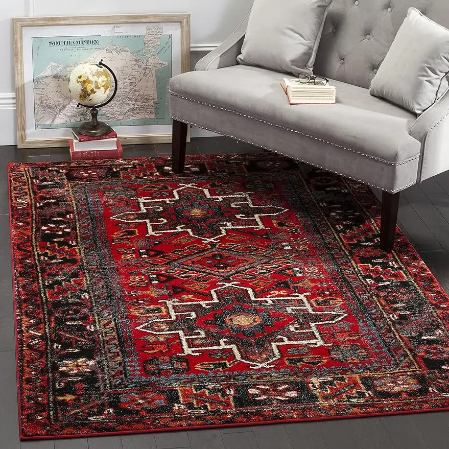 

SAFAVIEH Vintage Hamadan Collection Area Rug - 8' x 10', Red & Multi, Oriental Traditional Persian Design, Non-Shedding