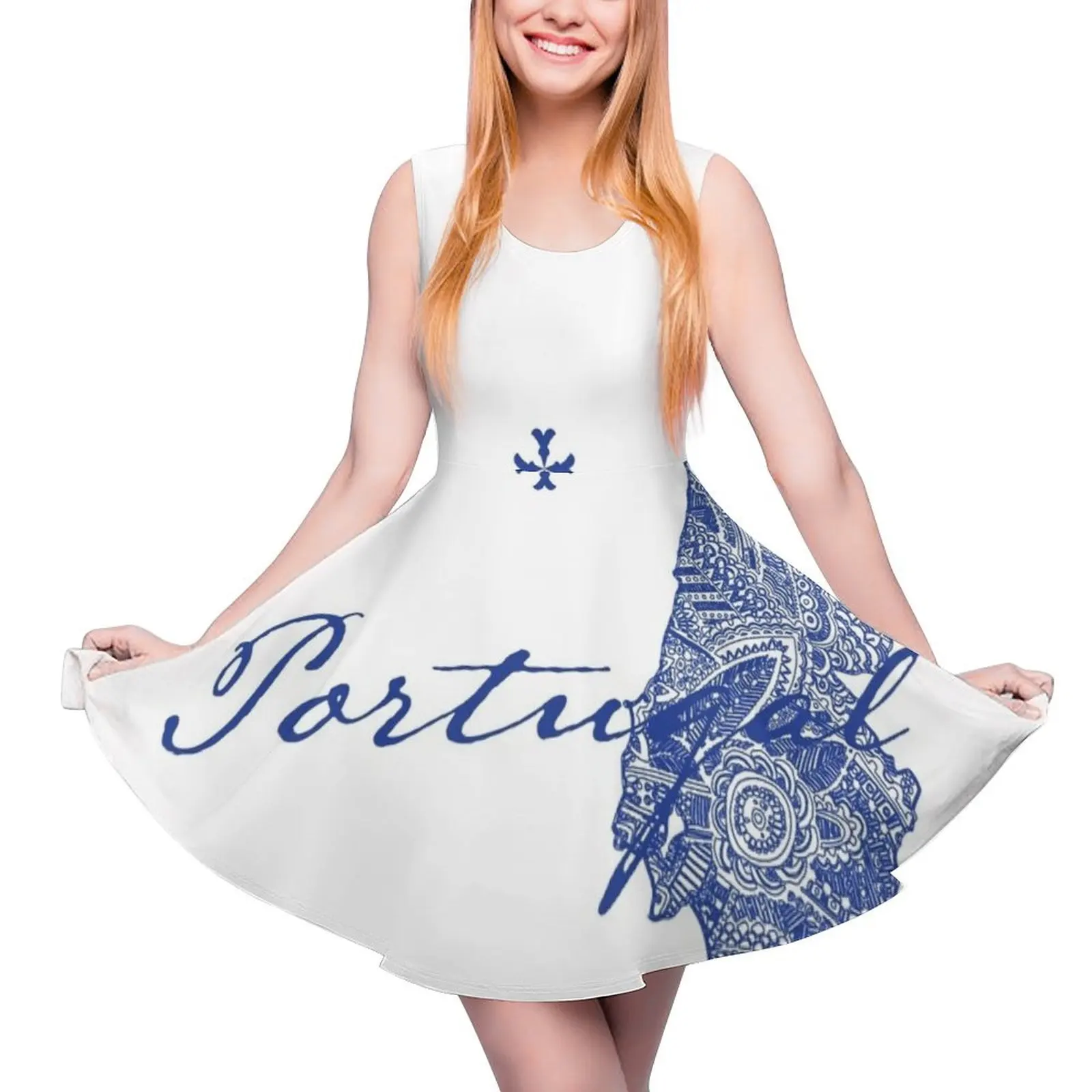 Modern Blue Portugal and Portugal Country Shape Sleeveless Dress womens summer dresses 2024 dresses summer woman 2024
