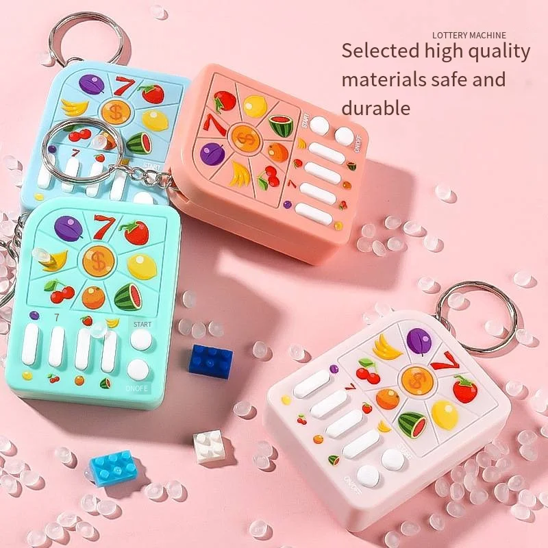 

5PCS Mini Game Machine, Fruit Lottery Machine, Digital Game Machine, Key Chain, Children's Interesting Educational Toys