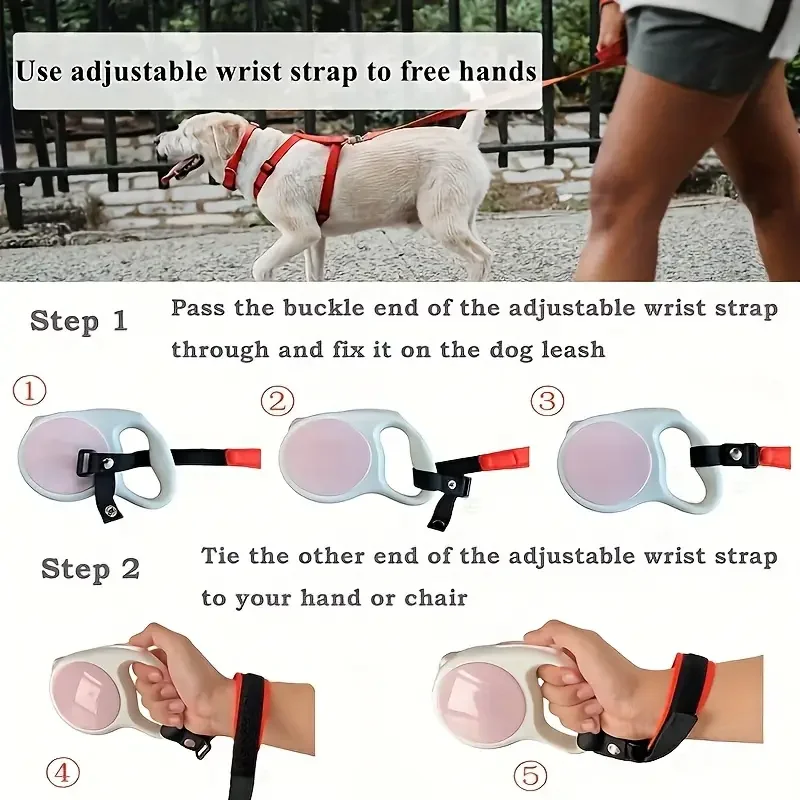 pet anti fall wristband automatic retractable leash for dogs non slip adjustable dog walking strap convenient for taking   details 1