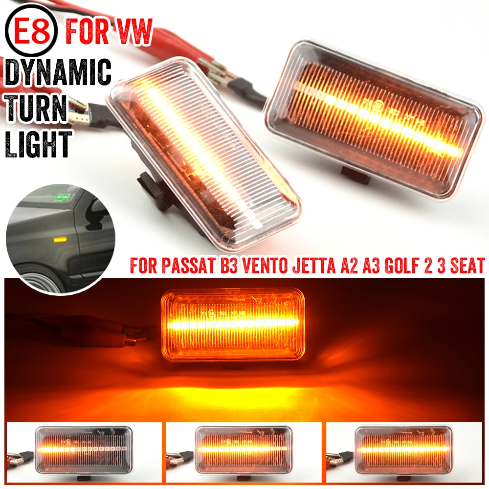 

For VW Golf 2 3 Passat B3 Vento Jetta A2 A3 Seat Ibiza 2 Cordoba 1 LED Dynamic Side Marker Turn Signal Light Repeater Lamp