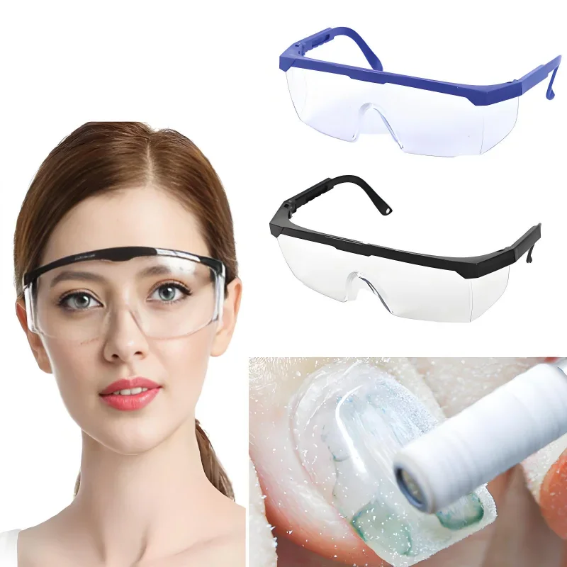 Nail Removal Polish Dustproof Glasses Adjustable Nail Art Temples Windproof Flat Mirror Dustproof Transparent Protect Tool