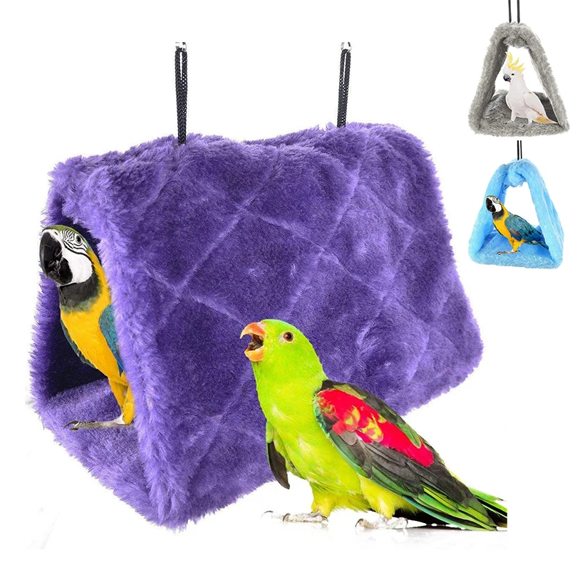 Winter Warm Bird Nest House Shed Hut Hanging Hammock Finch Cage Plush