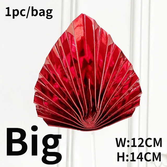 Palm Spear Cake Topper Happy Birthday Palm Leaf Decoration Cake Decorating Wedding Baking Dessert Table Party Favors Mirror-Red-Big