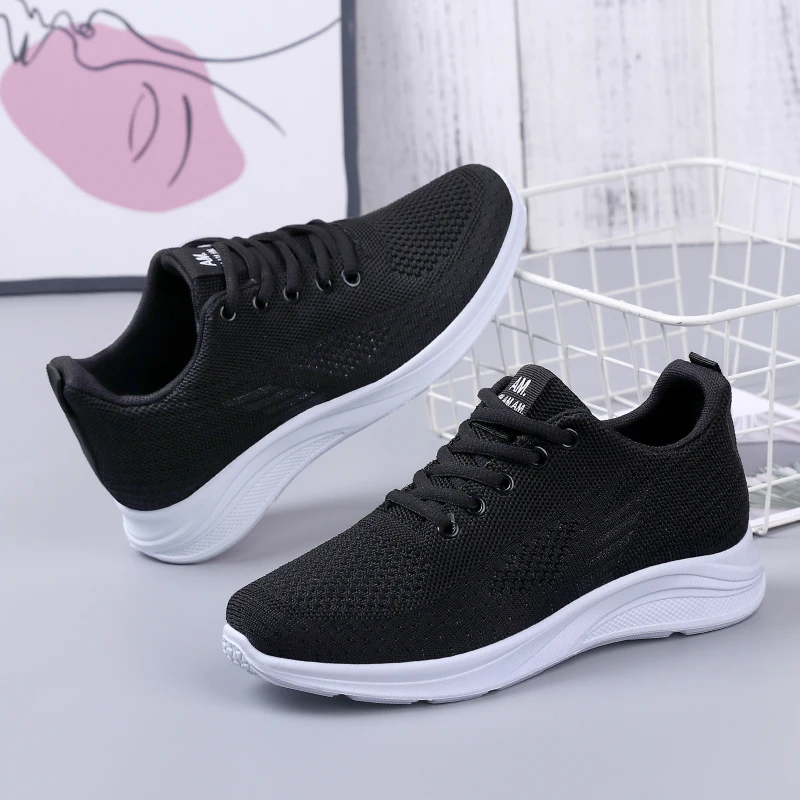 Spring Women's Flying Weave Mesh Sport Casual Lightweight Soft Sole Running Shoes Womens Sneakers Running Shoes