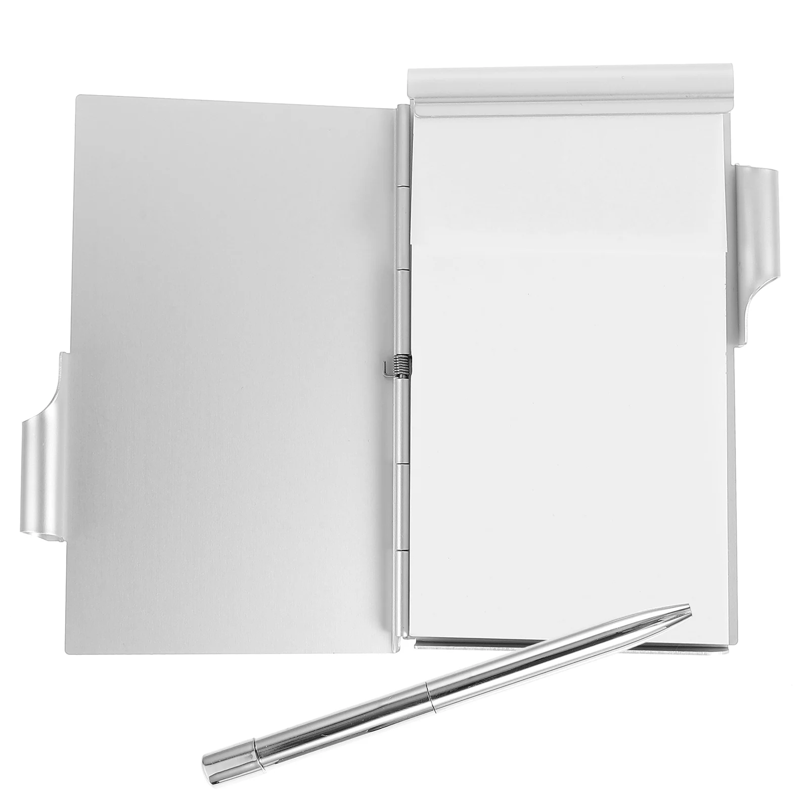 

Clamshell Notebook Stylish Metal Holder Multicolor Mini Pocket Notepad Small Paper Portable Office Tearable Notebook with Pen