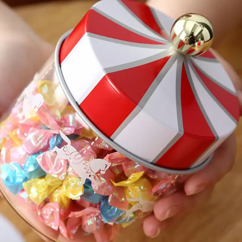Storage Jar 1300/980/630ML Carousel Sealed Can Moisture-Proof Transparent Glass Candy Box Cookie Coffee Seal Tank