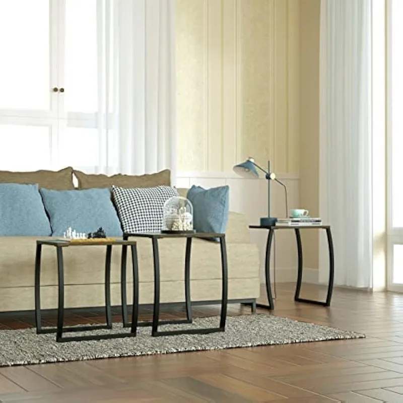 Nesting Tables, Vintage Side End Tables Living Room, Coffee Snack Table Set of 3 5