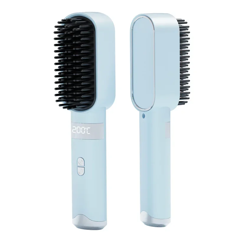 Wireless ionic hair brush Portable hair straightener Smart Hair Brushes straightening hot brush Straight and curly 2 in 1