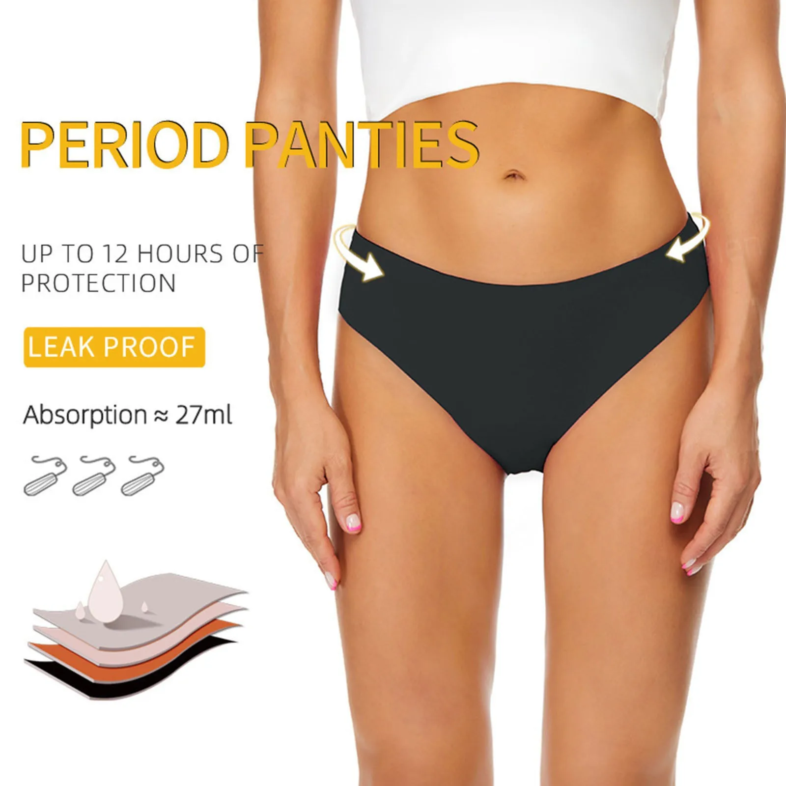 Bañador Menstrual a prueba de fugas para mujer, parte inferior de Bikini, bragas absorbentes, bañadores de cintura alta, trajes de baño para adolescentes