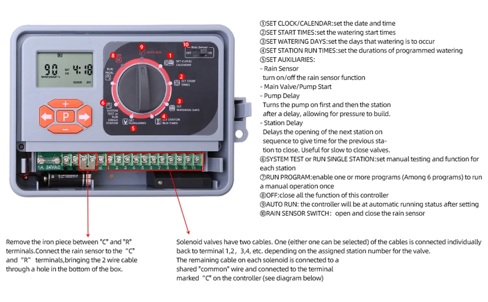 11 Station Garden Automatic Irrigation Controller Water Timer Watering System with EU standard Internal Transformer #10469