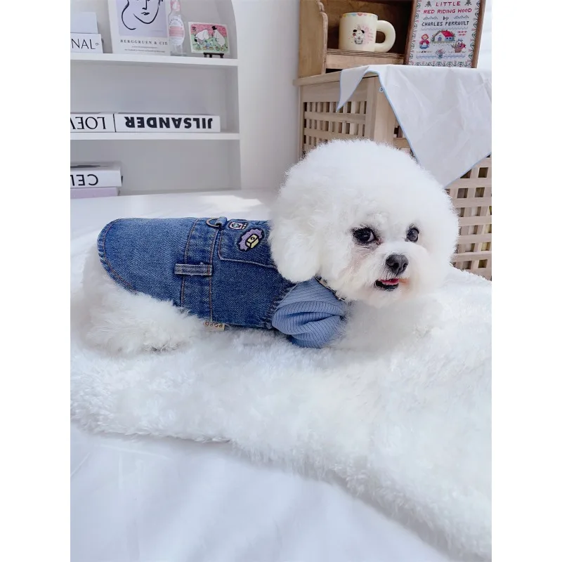 Dog Clothes Denim Straps Skirts Vests Small Biker Pomeranian