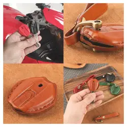 Ducati Motorcycle Leather Key Case and Fashion Keychain (Brown)