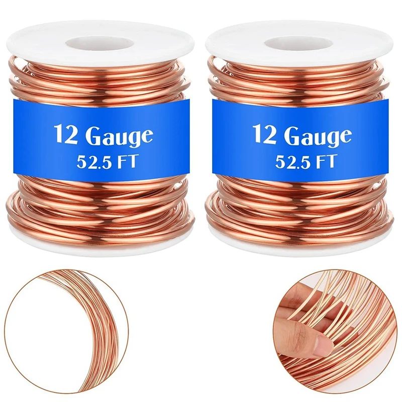 Alambre De Cobre Suave Calibre 12 - 2 Mm Diámetro, 22 Metros - Para Manualidades, Joyería, Modelado Y Jardinería