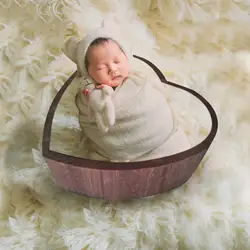 Newborn Infants Photography Props Wooden Bathtub Heart Shape Accessories Cute Measuring 15x15x6inch Durable Container Baby Cot