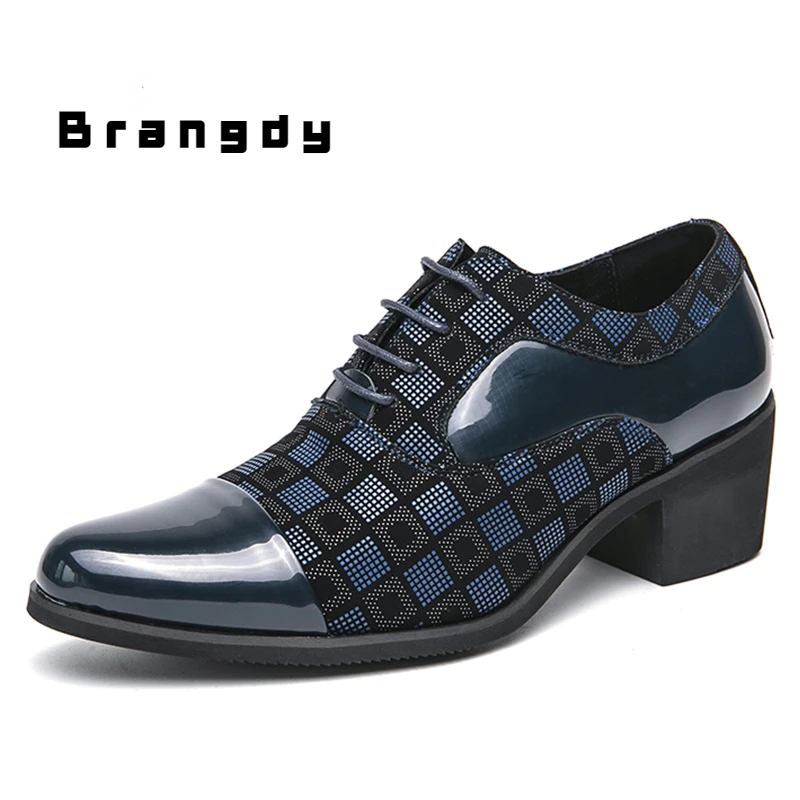 Leather Shoes Luxury Classic High Heels Men Leather Shoes Height Increasing Casual Wedding Party Dancing Shoes Men Spring/Autumn
