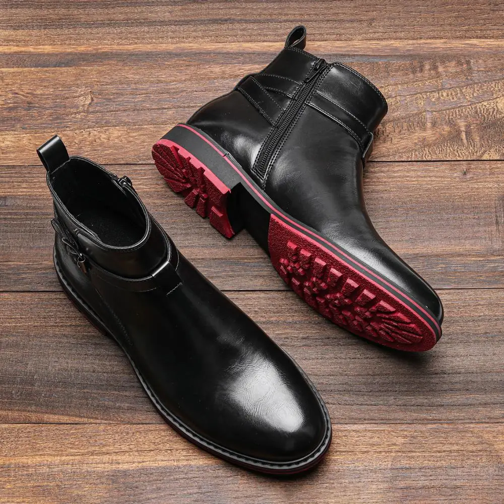 Men Patent Leather Boots Nice Pop Men Ankle Boots With Zipper Men's