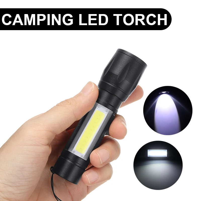 

Outdoor Lamp Lantern Portable Camping LED Torch Mini Waterproof Flashlight USB Rechargeable Zoomable Focus Torches Light