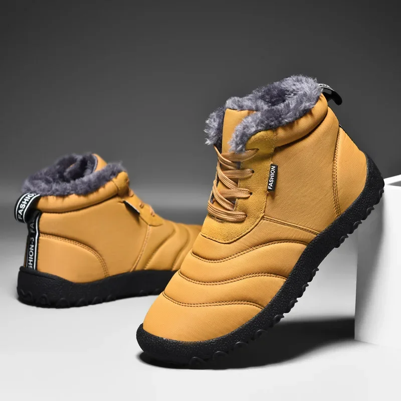 

Мужские теплые зимние ботинки, новинка 2024, плюшевые Нескользящие удобные износостойкие высокие ботинки, Уличная Повседневная обувь для рыбалки и путешествий